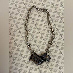 Statement Metallic Glads Black Swirl Pendant Necklace